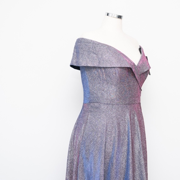 Xscape Evenings - Glitter Off the Shoulder Gown - Picture 6 of 14